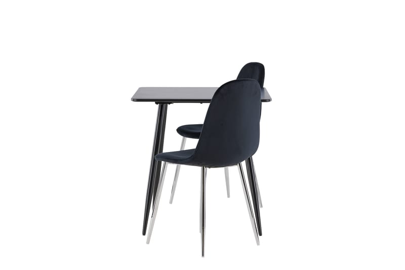 Polar Spisegruppe 75 cm Kvadratisk med 2 Polar stole - Svart/Svart - Møbler - Borde - Spisebordssæt