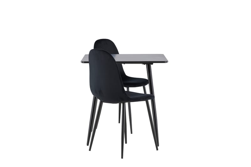 Polar Spisegruppe 75 cm Kvadratisk med 2 Polar stole - Svart/Svart - Møbler - Borde - Spisebordssæt