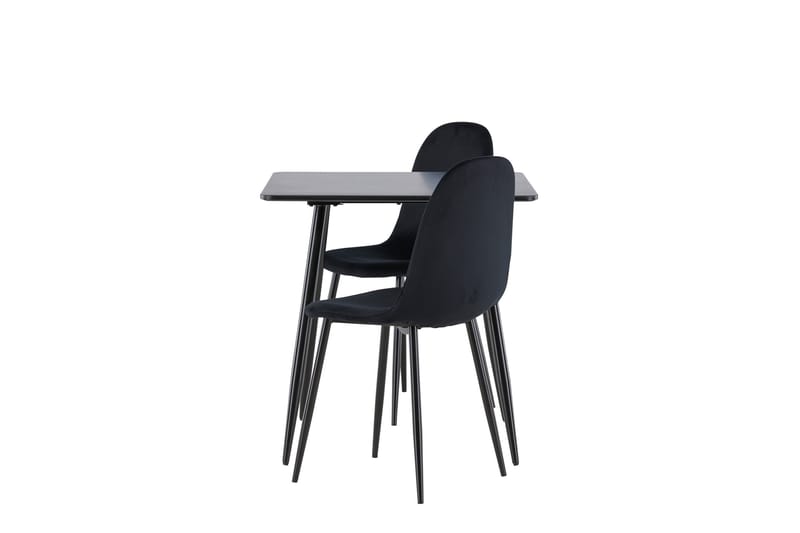 Polar Spisegruppe 75 cm Kvadratisk med 2 Polar stole - Svart/Svart - Møbler - Borde - Spisebordssæt