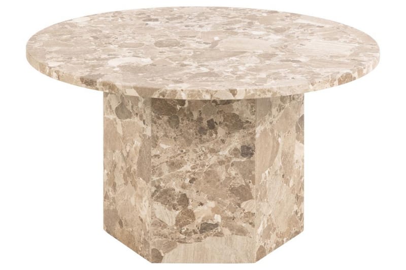 Prisa Rundt Sofabord i Marmorsten 80 cm, Beige