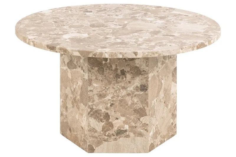 Prisa Rundt Sofabord i Marmorsten 80 cm, Beige