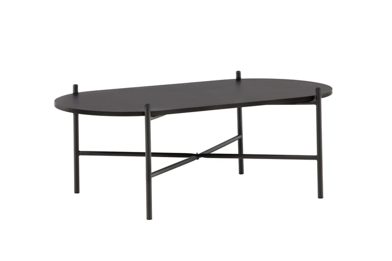 Pueblo 120 cm Ovalt Sofabord i Malet Træ - Sort - Møbler - Borde - Sofabord