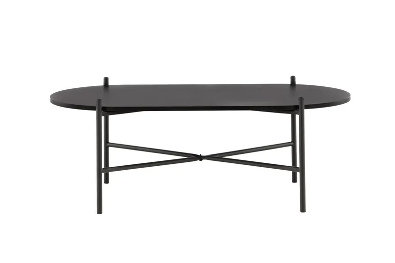 Pueblo 120 cm Ovalt Sofabord i Malet Træ - Sort - Møbler - Borde - Sofabord