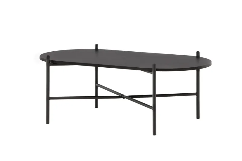 Pueblo 120 cm Ovalt Sofabord i Malet Træ - Sort - Møbler - Borde - Sofabord