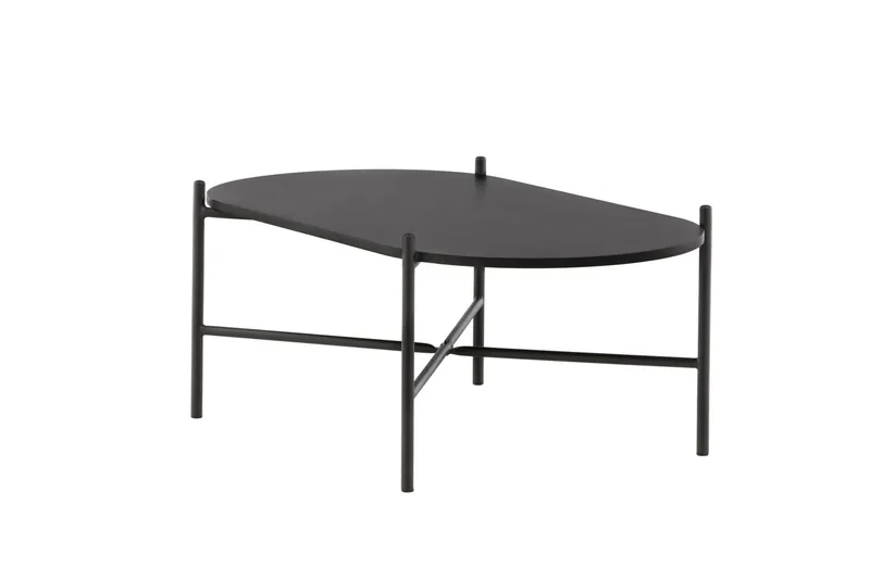 Pueblo 120 cm Ovalt Sofabord i Malet Træ - Sort - Møbler - Borde - Sofabord