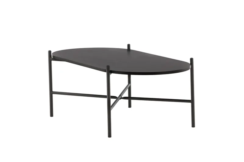 Pueblo 120 cm Ovalt Sofabord i Malet Træ - Sort - Møbler - Borde - Sofabord