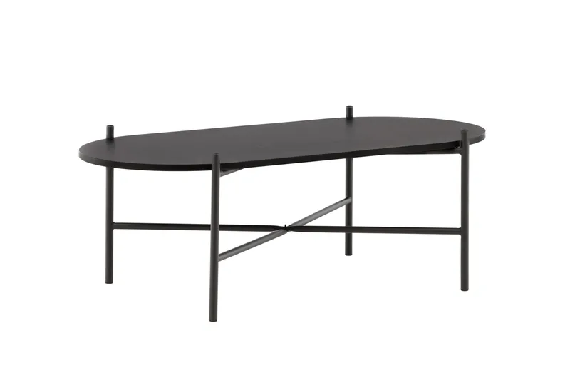 Pueblo 120 cm Ovalt Sofabord i Malet Træ - Sort - Møbler - Borde - Sofabord