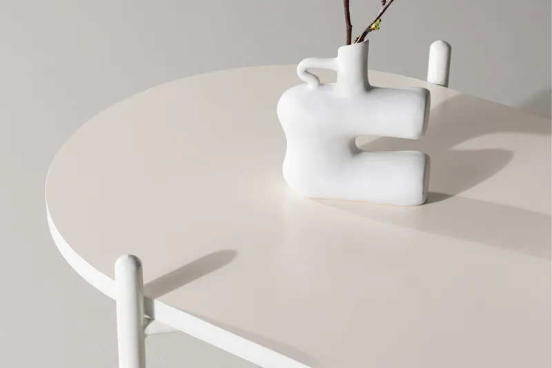 Pueblo 65,5 cm Ovalt Sofabord i Lyst Træ - Hvid - Møbler - Borde - Sofabord