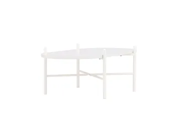 Pueblo 65,5 cm Ovalt Sofabord i Lyst Træ - Hvid - Møbler - Borde - Sofabord