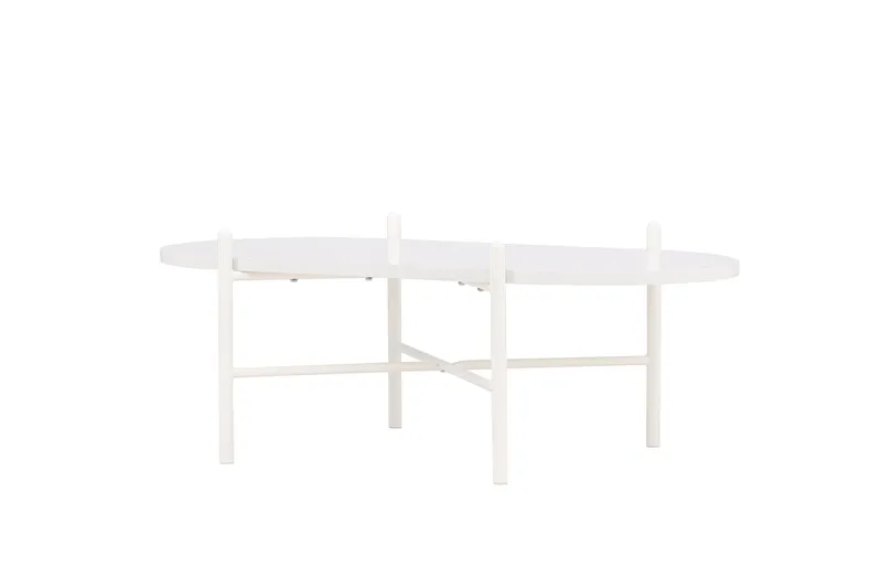 Pueblo 65,5 cm Ovalt Sofabord i Lyst Træ - Hvid - Møbler - Borde - Sofabord