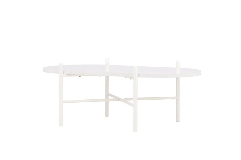 Pueblo 65,5 cm Ovalt Sofabord i Lyst Træ - Hvid - Møbler - Borde - Sofabord