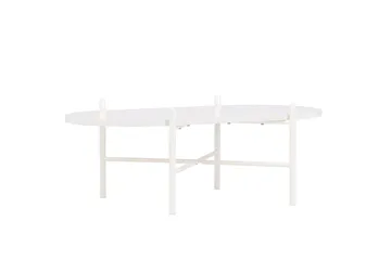 Pueblo 65,5 cm Ovalt Sofabord i Lyst Træ - Hvid - Møbler - Borde - Sofabord