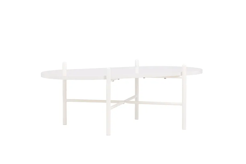 Pueblo 65,5 cm Ovalt Sofabord i Lyst Træ - Hvid - Møbler - Borde - Sofabord