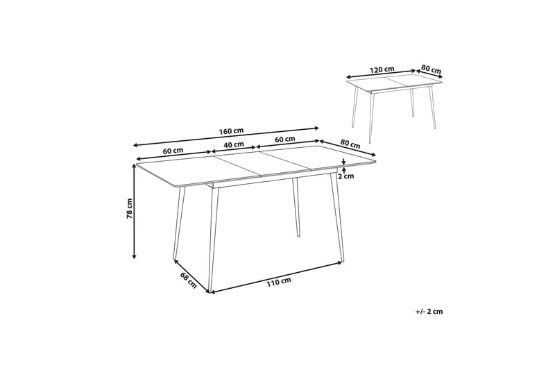 Rablio Spisebord Udvidelsesbart 120-160x80 cm - Sort/Grå - Møbler - Borde - Spisebord og køkkenbord