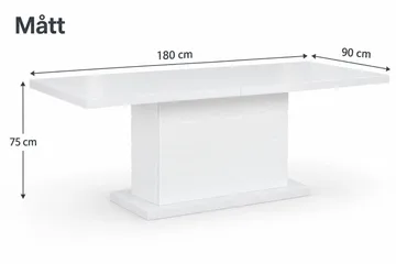 Ratliff spisebord 180 cm, kan forlænges med tillægsplade - Hvid - Møbler - Borde - Spisebord og køkkenbord