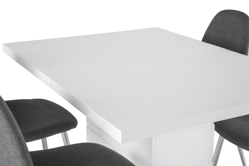 Ratliff Spisebordssæt 120x40cm m. 4 Nibe Stole - Hvid/Grå/Krom - Spisebordssæt