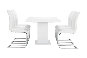 Ratliff Spisebordssæt 180 cm + 6 Sorado Stole - Hvid/Krom - Møbler - Borde - Spisebordssæt