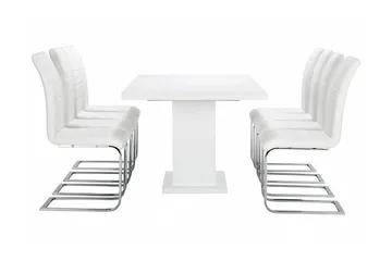 Ratliff Spisebordssæt 180 cm + 8 Sorado Stole - Hvid/Krom - Møbler - Borde - Spisebordssæt