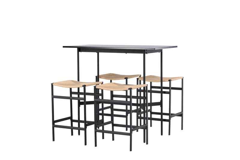 Rax Spisebordssæt 120 cm Rektangulær med 4 Polly Stole - Svart - Møbler - Borde - Spisebordssæt