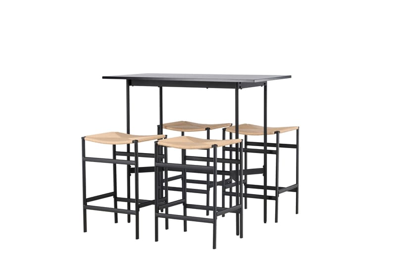 Rax Spisebordssæt 120 cm Rektangulær med 4 Polly Stole - Svart - Møbler - Borde - Spisebordssæt