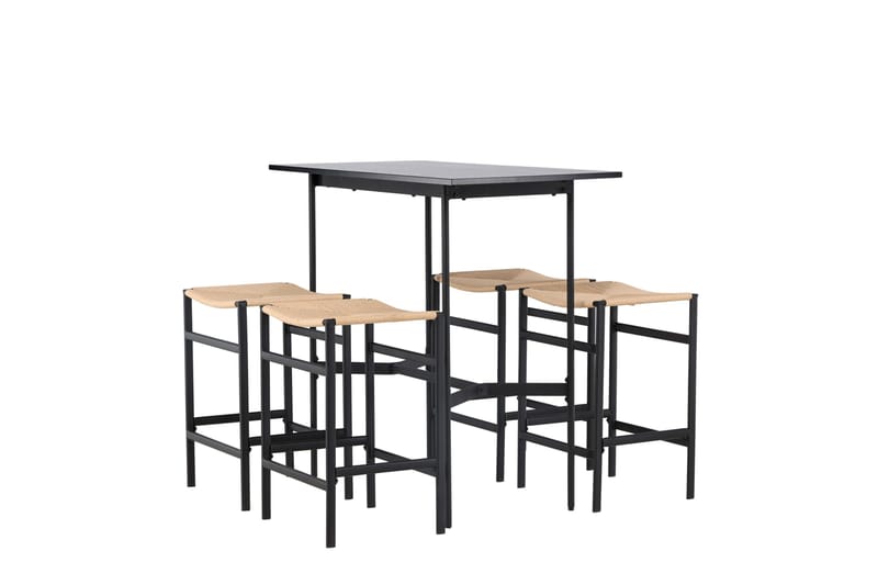 Rax Spisebordssæt 120 cm Rektangulær med 4 Polly Stole - Svart - Møbler - Borde - Spisebordssæt