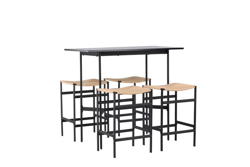 Rax Spisebordssæt 120 cm Rektangulær med 4 Polly Stole - Svart - Møbler - Borde - Spisebordssæt