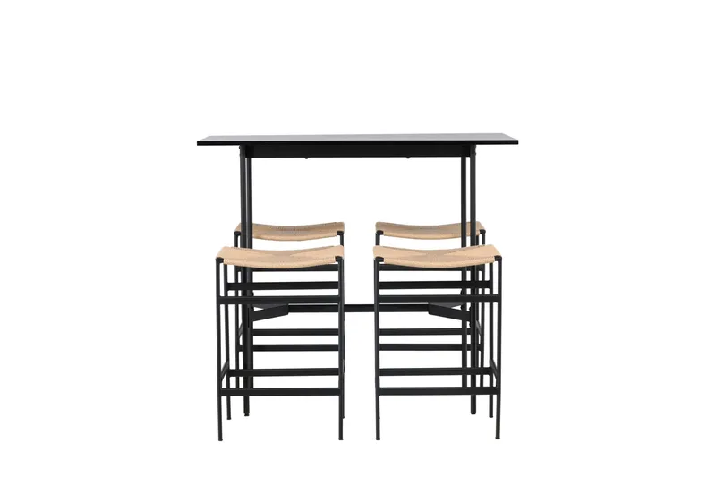 Rax Spisebordssæt 120 cm Rektangulær med 4 Polly Stole - Svart - Møbler - Borde - Spisebordssæt