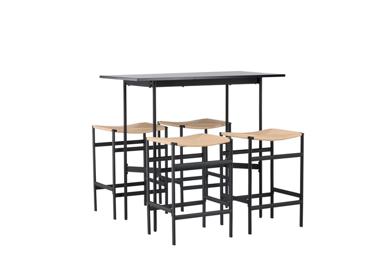 Rax Spisebordssæt 120 cm Rektangulær med 4 Polly Stole - Svart - Møbler - Borde - Spisebordssæt