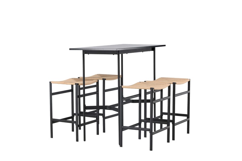 Rax Spisebordssæt 120 cm Rektangulær med 4 Polly Stole - Svart - Møbler - Borde - Spisebordssæt