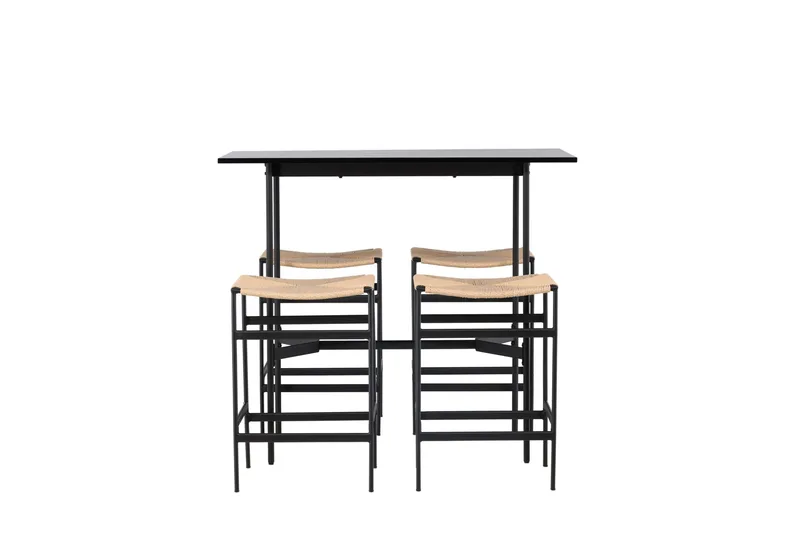 Rax Spisebordssæt 120 cm Rektangulær med 4 Polly Stole, Svart