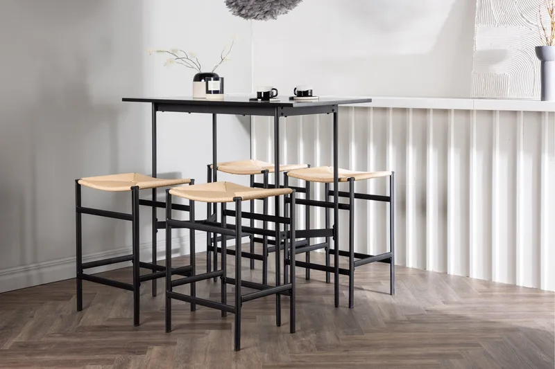Rax Spisebordssæt 120 cm Rektangulær med 4 Polly Stole - Svart - Møbler - Borde - Spisebordssæt