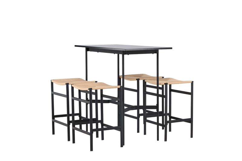 Rax Spisebordssæt 120 cm Rektangulær med 4 Polly Stole - Svart - Møbler - Borde - Spisebordssæt