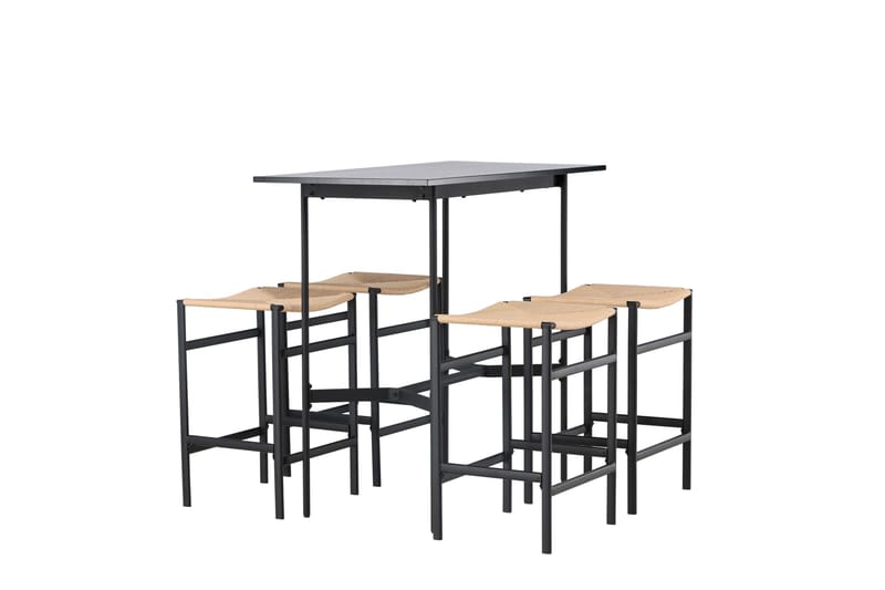 Rax Spisebordssæt 120 cm Rektangulær med 4 Polly Stole - Svart - Møbler - Borde - Spisebordssæt