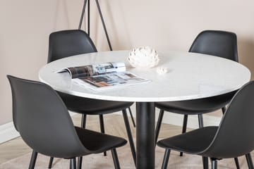 Razzia Spisebordssæt 106 cm Rundt inkl. 4 Ypas Stole - Hvid/Sort - Møbler - Borde - Spisebordssæt