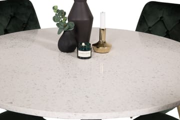 Razzia Spisebordssæt med 4 Valerie Luksus Velourstole - Hvid/Sort - Møbler - Borde - Spisebordssæt