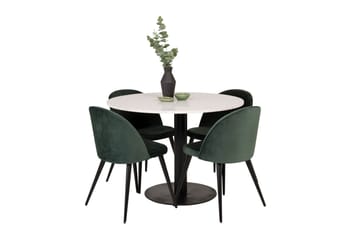 Razzia spisegruppe 106 cm rund med 4 Velvet stole - Møbler - Borde - Spisebordssæt
