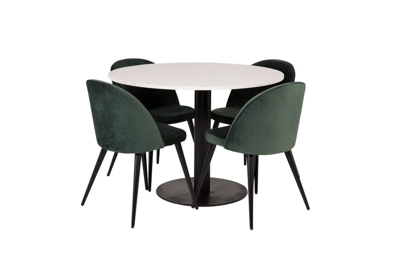 Razzia spisegruppe 106 cm rund med 4 Velvet stole - Møbler - Borde - Spisebordssæt