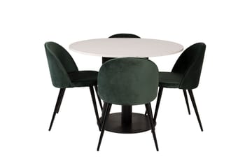 Razzia spisegruppe 106 cm rund med 4 Velvet stole - Møbler - Borde - Spisebordssæt