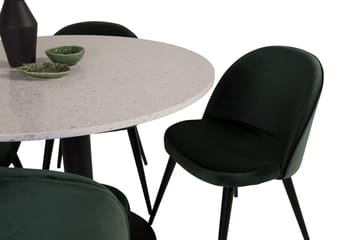 Razzia spisegruppe 106 cm rund med 4 Velvet stole - Møbler - Borde - Spisebordssæt