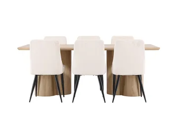 Rektangulär matgrupp Venture Home Beige Ljust trä 6st - Møbler - Borde - Spisebordssæt