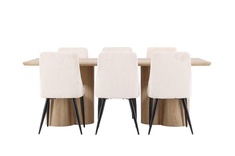 Rektangulär matgrupp Venture Home Beige Ljust trä 6st - Møbler - Borde - Spisebordssæt
