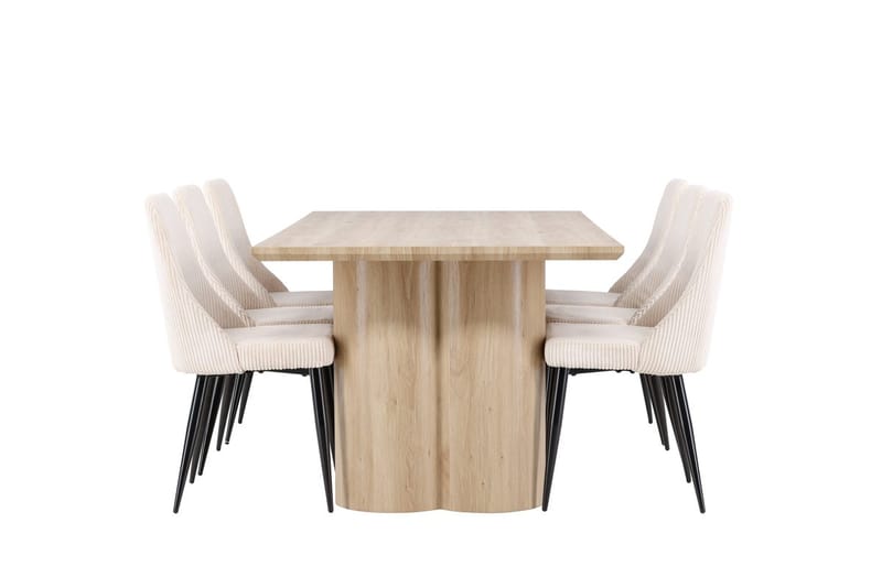 Rektangulär matgrupp Venture Home Beige Ljust trä 6st - Møbler - Borde - Spisebordssæt