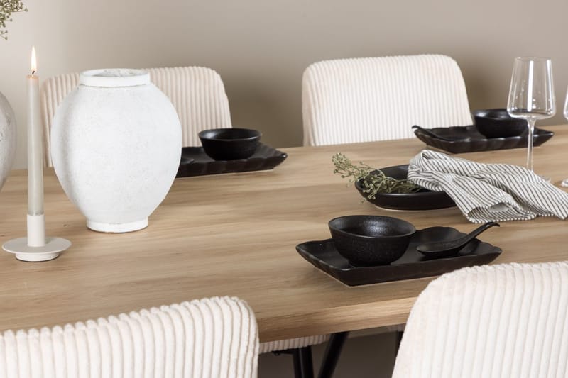 Rektangulär matgrupp Venture Home Beige Ljust trä 6st - Møbler - Borde - Spisebordssæt