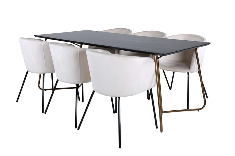 Rektangulär matgrupp Venture Home Beige Mässing - Møbler - Borde - Spisebordssæt