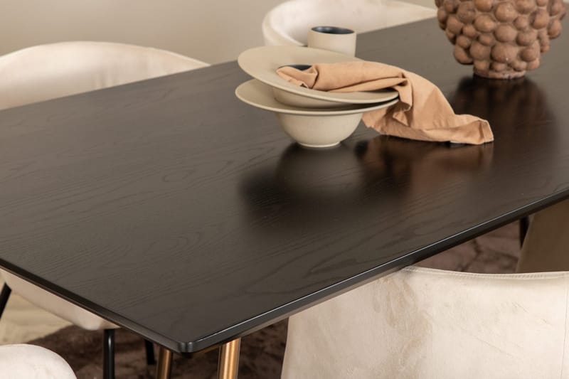 Rektangulär matgrupp Venture Home Beige Mässing - Møbler - Borde - Spisebordssæt