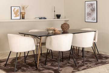 Rektangulär matgrupp Venture Home Beige Mässing - Møbler - Borde - Spisebordssæt