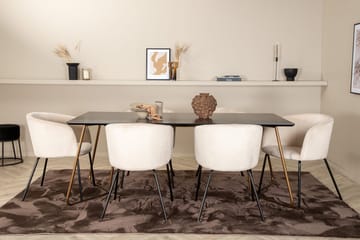 Rektangulär matgrupp Venture Home Beige Mässing - Møbler - Borde - Spisebordssæt