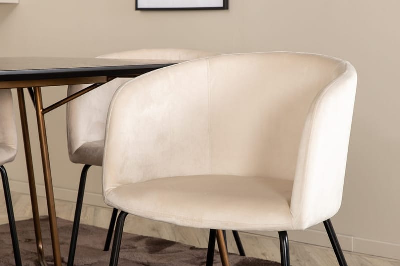 Rektangulär matgrupp Venture Home Beige Mässing - Møbler - Borde - Spisebordssæt