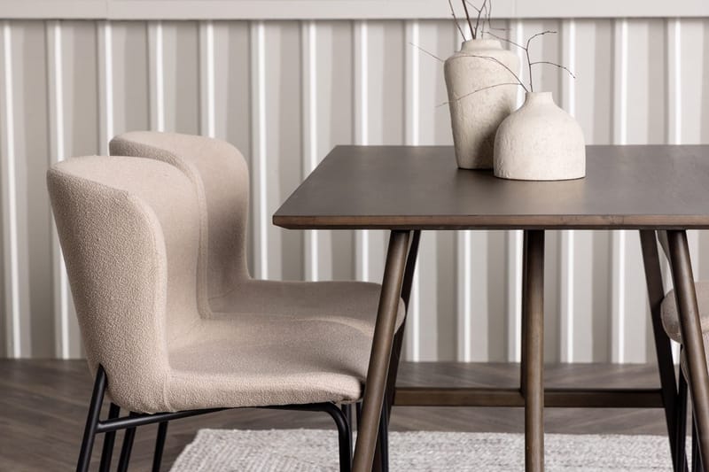 Rektangulär matgrupp Venture Home Beige Mörkbrun 4st - Møbler - Borde - Spisebordssæt