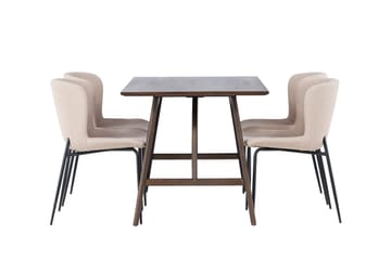 Rektangulär matgrupp Venture Home Beige Mörkbrun 4st - Møbler - Borde - Spisebordssæt